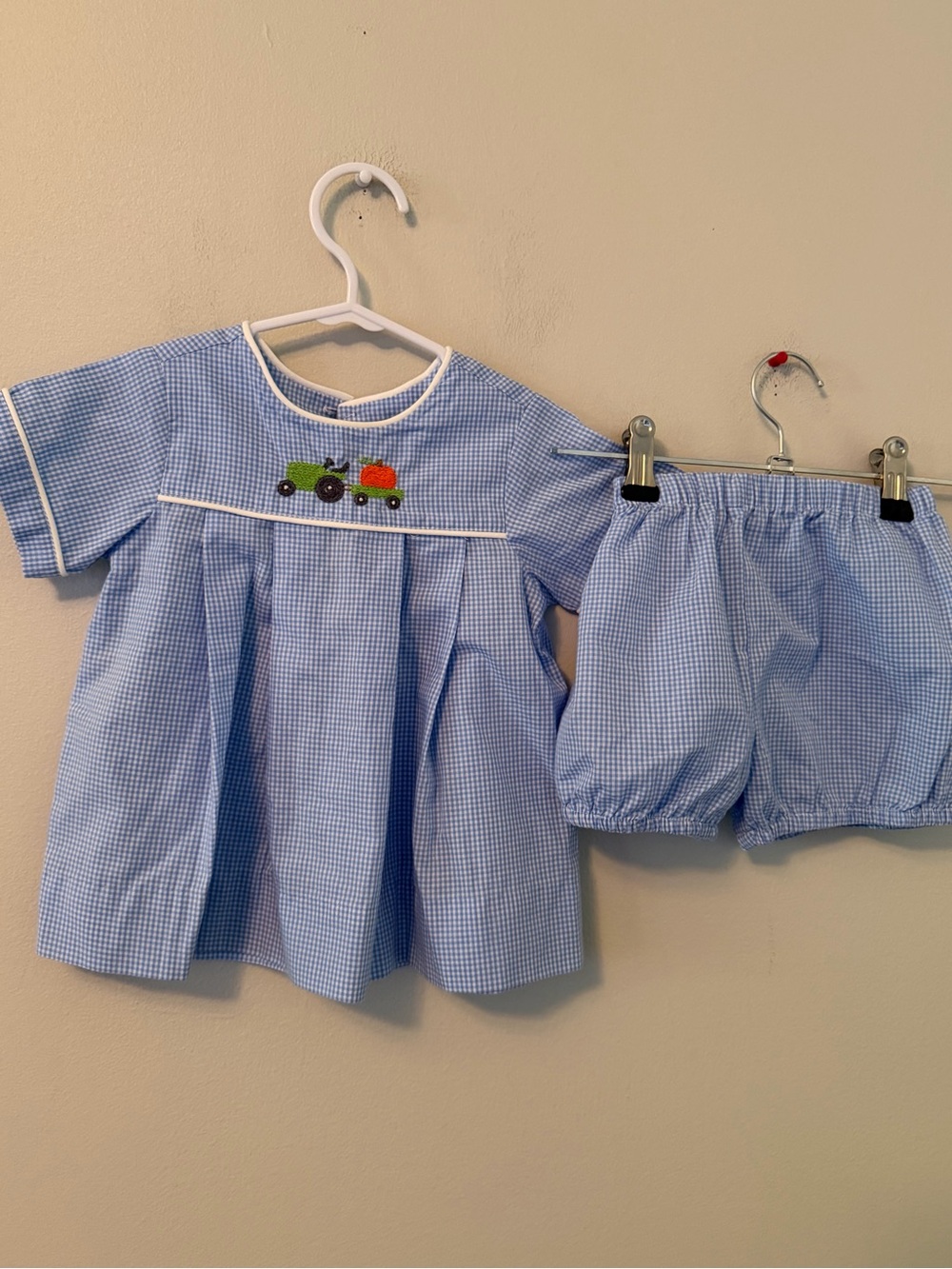 Baby Sen Blue Gingham Pumpkin Outfit